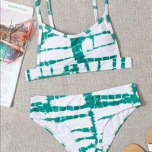 SHEIN teal tie dye bikini set